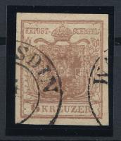 6kr HP I rusty, thick paper  "W(ARA)SDIN" Certificate: Strakosch 6kr HP I rozsdabarna, 012...