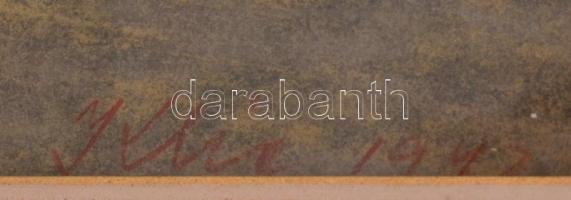 Klie Zoltán (1897-1992): Kézdiszentlélek, Erdély 1942. Pasztell, papír, jelzett, datált (1942), háto...