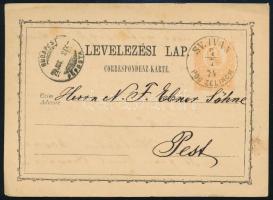 1874 2kr díjjegyes levelezőlap / PS-card "SV.IVAN / POD ZELINOM" - Pest