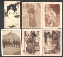 cca 1900 Privát fényképek vegyes tétele sokféle témáról, különböző helyszíneken készült 13 db vintag...