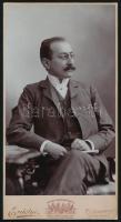 cca 1902 Budapest, Erdélyi Mór (1866-1934) császári és királyi udvari fényképész műtermében készült, vintage fotó, Dr. Molnár Géza felirattal, 20,5x11 cm