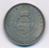 1935. 2P Ag "Pázmány" T:2- kis patina Adamo P7.1