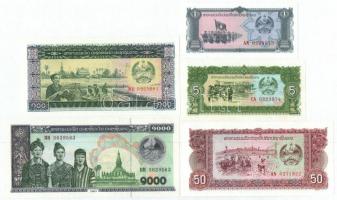 Laosz 1979-2003. 1K-1000K (5xklfl) T:I Lao 1979-2003. 1 Kip - 1000 Kip (5xdiff) C:Unc Krause#25,26,29,30,32a