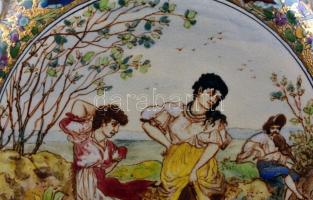 Fischer dísz kulacs magyaros motívumokkal. Kézzel festett, aranyozott, jelzett, hajszálrepedéssel M ...