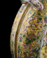 Fischer dísz kulacs magyaros motívumokkal. Kézzel festett, aranyozott, jelzett, hajszálrepedéssel M ...