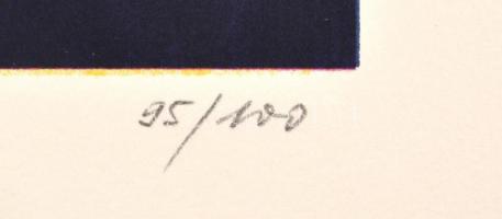 Joseph Kádár (1936-2019): Fénymozgás. Szitanyomat, papír, jelzett, számozott (95/100), hátoldalán a ...