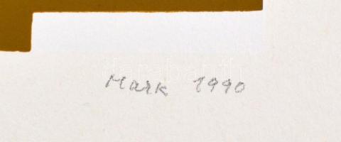 Mark (Márkus), Anna (1928): Fekete-kék kompozíció. Szitanyomat, papír, jelzett, számozott (22/40), d...