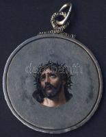 1783B Tallér Ag "ún. Jézus Tallér" hátoldalába zománcos Krisztus fej illesztve, füllel, ki...