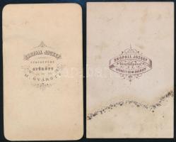 cca 1860 Győr, Skopall József (?-?) fényképész műtermében készült, vizitkártya méretű, 2 db vintage ...