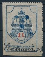 1910 Szatmárnémeti anyakönyvi kivonati díjbélyeg 1K 1a típus (50 000) / 1910 Satu Mare birth document fiscal stamp
