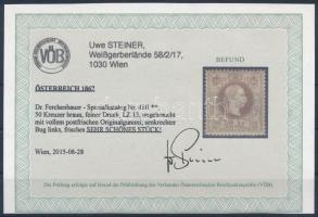 Mi 41 II brown, original gum, mint never hinged, line perforation 13. Certificate: Steiner (creases)...