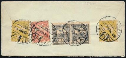 1903 Budapest helyi ajánlott levél 5 bélyeges (3 színű) bérmentesítéssel / Local registered cover with 5 stamps franking