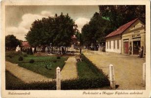 1941 Zamárdi, Balaton-Zamárdi; Park, Magyar Fájdalom szobra, irredenta emlékmű, Bányai János dohányáruda és üzlet (EK)