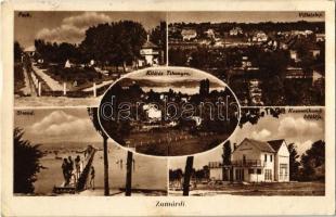 1940 Zamárdi, Balaton-Zamárdi; Park, villatelep, kilátás Tihanyra, strand, Kozmetikusok üdülője (EK)