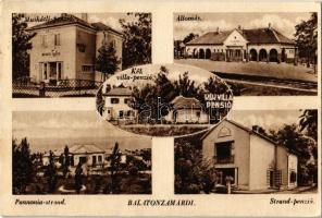 Zamárdi, Balaton-Zamárdi; Muskátli penzió, Vasútállomás, Kék villa penzió, Pannonia strand, Strand penzió