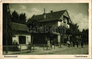 1935 Balatonalmádi, Vasútállomás, vasutasok (EK)