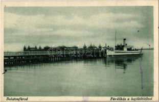 1928 Balatonfüred, Fürdőház a hajókikötővel, gőzhajó