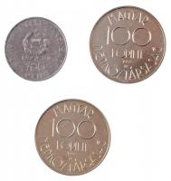 1980. 100Ft Ni "Szovjet-magyar közös űrrepülés" + 1988. 100Ft alpakka "Labdarúgó Vilá...