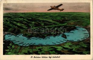 1943 Balaton, látkép légi távlatból, hidroplán, térkép