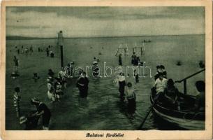 1925 Balaton, fürdőélet, fürdőzők, evezős csónak (Rb)