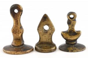 XVIII. sz.: 3 db bronz pecsétnyomó. Lengyel Prus nemzetség és más darabok. / 3 bronze seal makers. P...