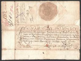 1712 III. Károly levele Pozsony vármegye közösségének a katonaság téli elszállásolásáról és eltartás...