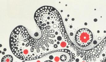 Lehel István (1917-1973): Mozaikok, sejtek. Akvarell, tus, papír, jelzett és datált (1972.III.16.), ...