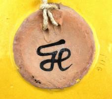 Gorka Lívia (1925-2011): Halas fali tál, festett mázas kerámia, jelzett, hibátlan, d:29 cm