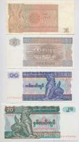 Mianmar 1990. 1K kis szenny.+ 1996. 5K + 10K + 1994. 20K T:I Myanmar 1990. 1 Kyat small dirt + 1996....