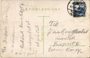 1932 Tokaj, Kossuth Lajos tér, templom, szálloda és vendéglő. Heller Sándor kiadása (EB)