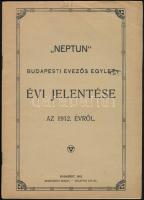 1912 A Neptun Budapesti Evezős Egylet évi jelentése. 42p + 1 kihajtható tábla