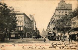 1905 Budapest V. Kossuth Lajos utca, villamos, üzletek, Pesti Magyar Kereskedelmi Bank. Taussig Arthur 5463. (EK)