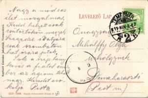 1911 Temesvár, Timisoara; vasútállomás, villamos. Kapható Csendes Jakabnál / Bahnhof / railway stati...