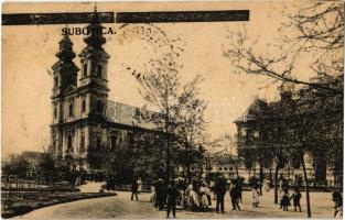 Szabadka, Subotica; Fő tér, templom. Vasúti levelezőlapárusítás 50.sz.-1918. / main square, church