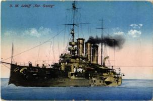 SMS Sankt Georg osztrák-magyar páncélos cirkáló / K.u.K. Kriegsmarine Panzerkreuzer / WWI Austro-Hungarian Navy, SMS Sankt Georg armored cruiser. Guido Costalunga, Pola 1910/11. (EK)