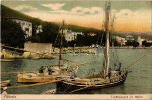 Abbazia, Opatija; halászhajók a kikötőben / Fischerboote im Hafen / fishing boats at the port (kis szakadás / tiny tear)