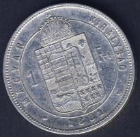 1881. 1Ft "széles címer" Huszár 2140a címer szélesebb, szlavón címerállatnak mind a 4 lába látható, korona keresztje majdnem érinti a keretgyöngyöket T:2/3+ R!