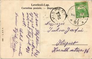 1908 Fiume, Rijeka; utca, városi vasút, Adria palota / street, urban railway train, palace