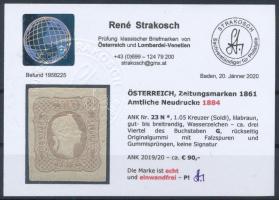 Newspaper stamp  lilac brown reprint with watermark. Certificate: Strakosch Hírlapbélyeg lilásbarna ...