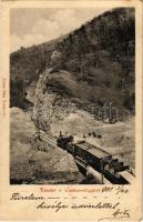 1901 Cuha-völgy, Czuha-völgy; Győr-Veszprém-vasútvonalon vasúti híd a Bakonyban, kisvasúti vonat. Köves Béla kiadása (EK)