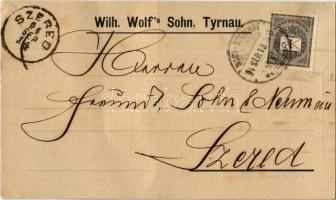 1894 Nagyszombat, Tyrnau, Trnava; Wilh. Wolf fia reklámlapja és hátoldalon megrendelőlap / Wilh. Wolfs Sohn / advertisement card. Oder form on the backside (EK)
