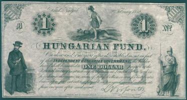 1852. Emigrációs "Kossuth bankó" 1$ sorszám nélkül "B" sorozatjelzés mellett kis "3"-as számjeggyel T:I