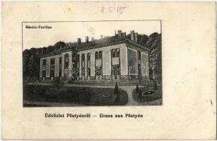 1915 Pöstyén, Piestany; Sándor pavilon. Gipsz H. kiadása 2159. / pavilion, spa villa