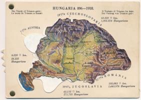 Hungaria 896-1918 - mechanikus térképes irredenta lap / Map of Hungary, Irredenta mechanical postcard. Published by the Hungarian Womens National Association. Fecit: Emich