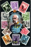 1848-1908 Franz Josef / Franz Josephs 60th anniversary of reign, stamps, Art Nouveau, floral