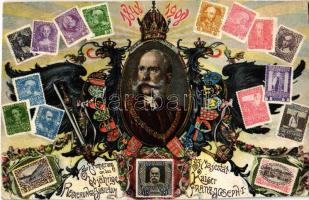 1848-1908 Zur Erinnerung an das 50 jähr. Regierungsjubiläum Sr. Maj. Kaiser Franz Josef / Franz Josephs 60th anniversary of reign, stamps, Art Nouveau, floral (Rb)