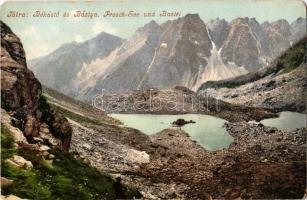 Tátra, Magas-Tátra, Vysoké Tatry; Békás-tó és Bástya. Cattarino S. kiadása 226. sz. / Zabie pleso, Basta / Frosch-See und Bastei / lake, mountains (kopott sarkak / worn corners)