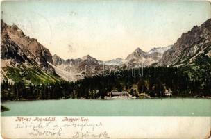 1905 Tátra, Magas-Tátra, Vysoké Tatry; Poprádi-tó. Cattarino S. kiadása 214. sz. / Popradské pleso / Popper-See / lake, High Tatras (Rb)