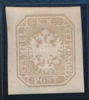 Szürkésbarna Hírlapbélyeg eredeti gumival Certificate: Strakosch, Newspaper stamp, greybrown with original gum. Certificate: Strakosch