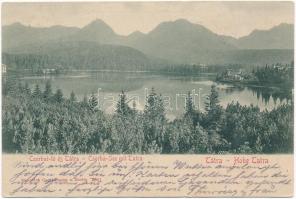 1901 Tátra, Magas-Tátra, Vysoké Tatry; Csorba-tó / Strbské pleso / Csorba-See mit Tatra / lake, High Tatras (ázott / wet damage)